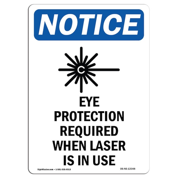 OSHA Sign, Eye Protection Required, 24in X 18in Plastic, 18" W, 24" H, Portrait, P-1824-V-12348